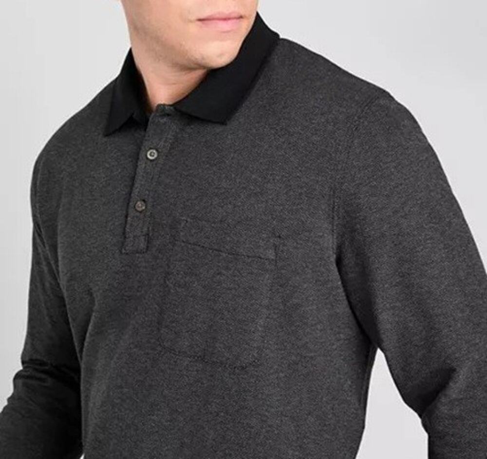 Mutual Weave Mens 4XLT Polo Shirt Black Herringbone Classic Fit Pocket 4XL Tall